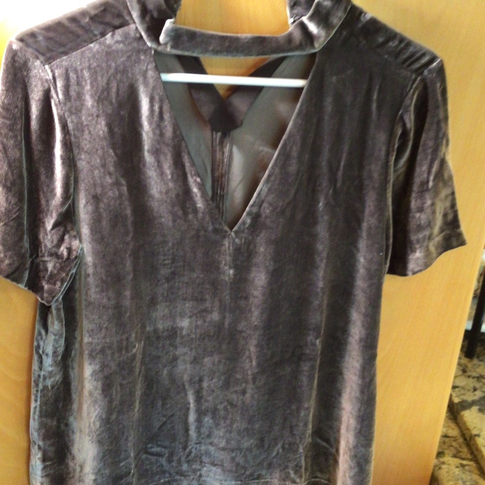 Madewell velvet choker v neck top xs